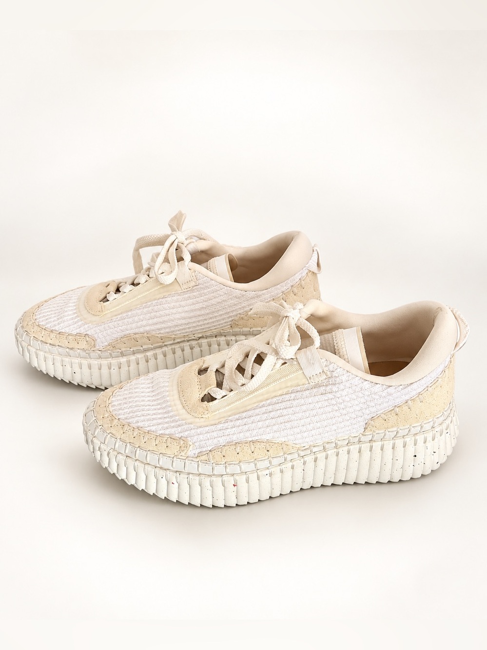 Chloé Nama Platform Sneakers White Cream Size 40 US 10